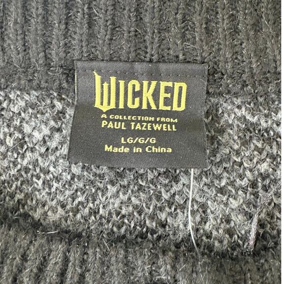 New Wicked Black Gray Zebra Stripe Button-Up Cardigan Sweater Large - Picture 3 of 6